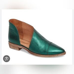 Free People Metallic‎ Green Loafers New